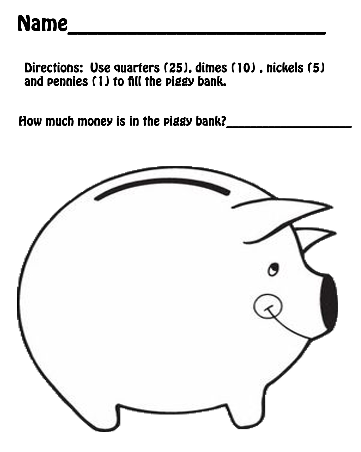 Printable Piggy Bank For Math Wall
