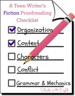 A Teen Writer's Fiction Proofreading Checklist from Starts At Eight